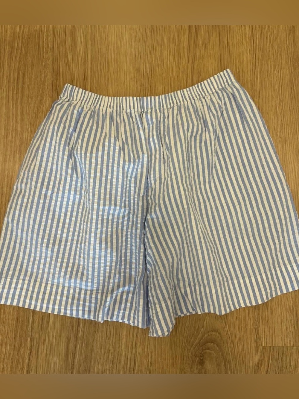 Et Tigre - Light Blue and White Striped Cotton Shorts